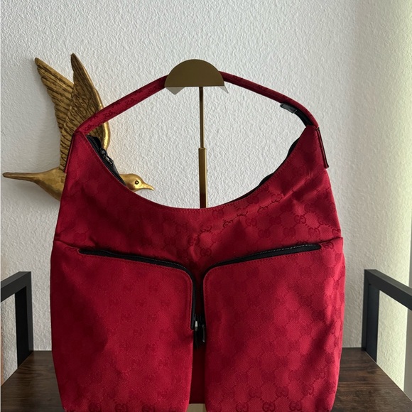 NWOT ❤️ GUCCI BUNDLE RED HOBO BAG W/COA & PRE LOVED MATCHING GG RED WALLET - Picture 8 of 11